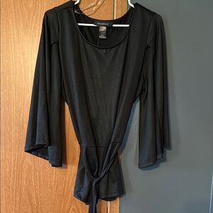 Black Long Sleeve Wrap Top